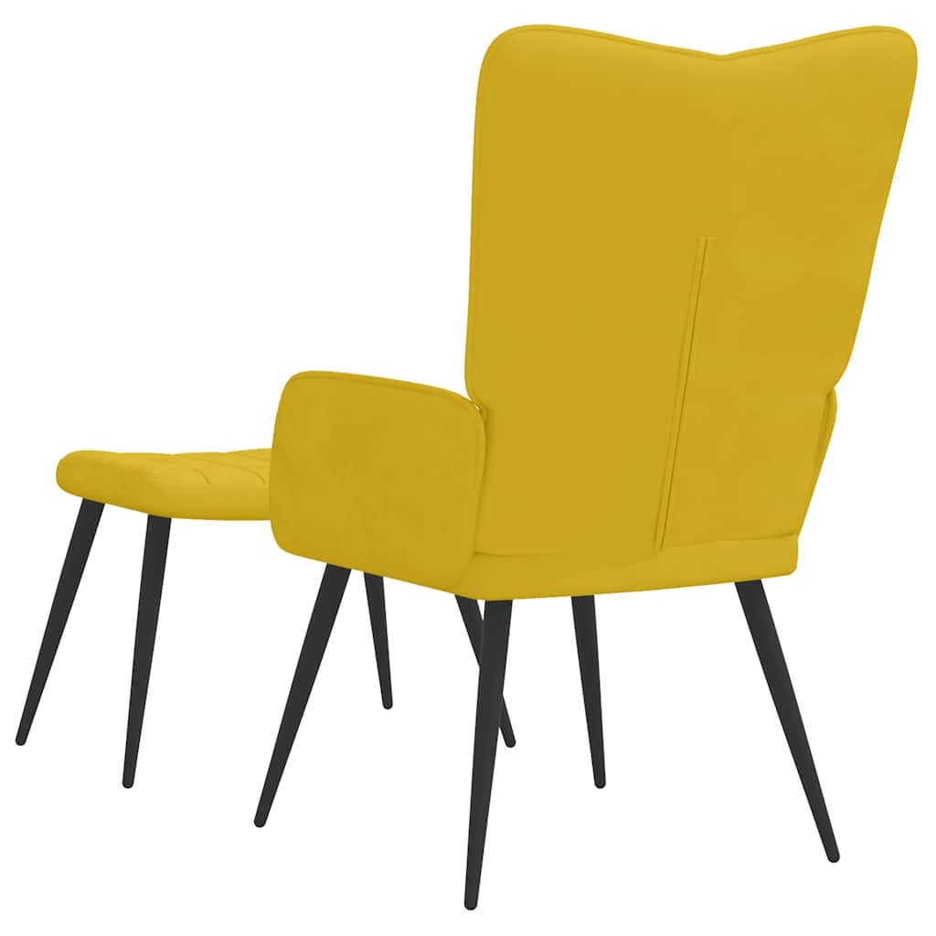 Poltrona Relax con Sgabello Giallo Senape in Velluto