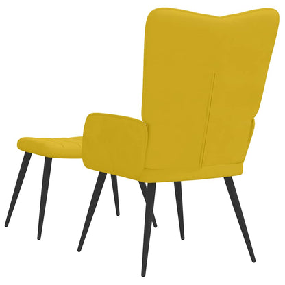 Poltrona Relax con Sgabello Giallo Senape in Velluto