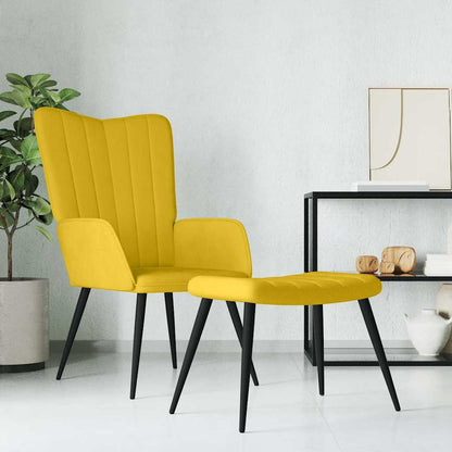 Poltrona Relax con Sgabello Giallo Senape in Velluto