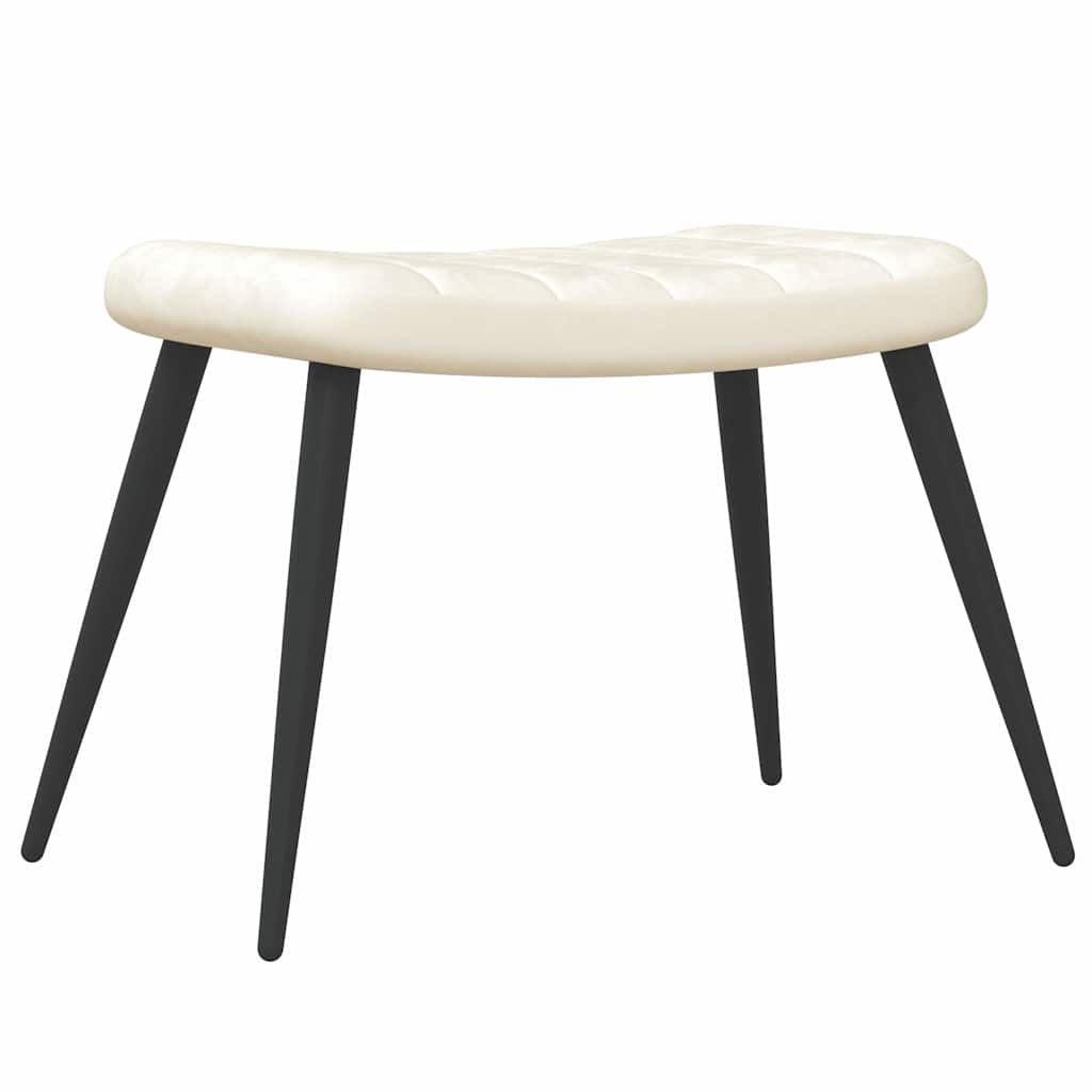 Poltrona Relax con Sgabello Bianco Crema in Velluto | homemem39