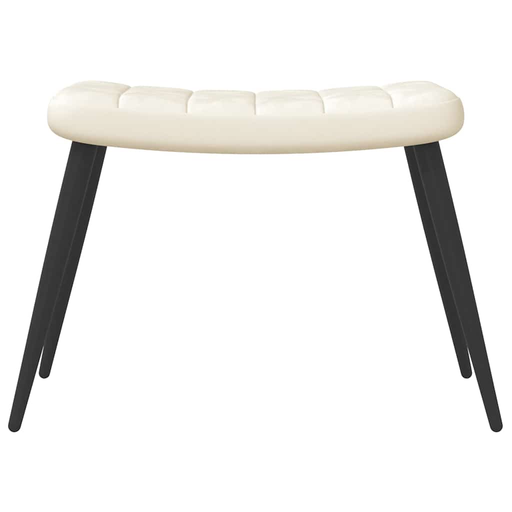 Poltrona Relax con Sgabello Bianco Crema in Velluto | homemem39