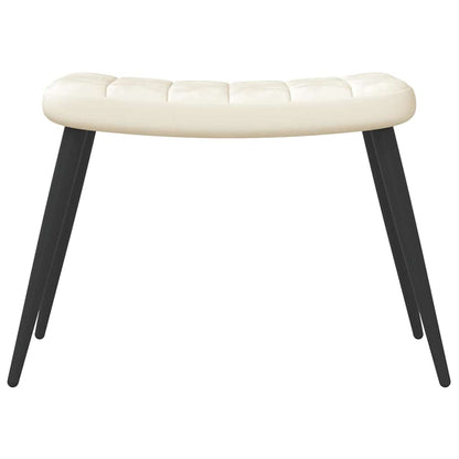 Poltrona Relax con Sgabello Bianco Crema in Velluto
