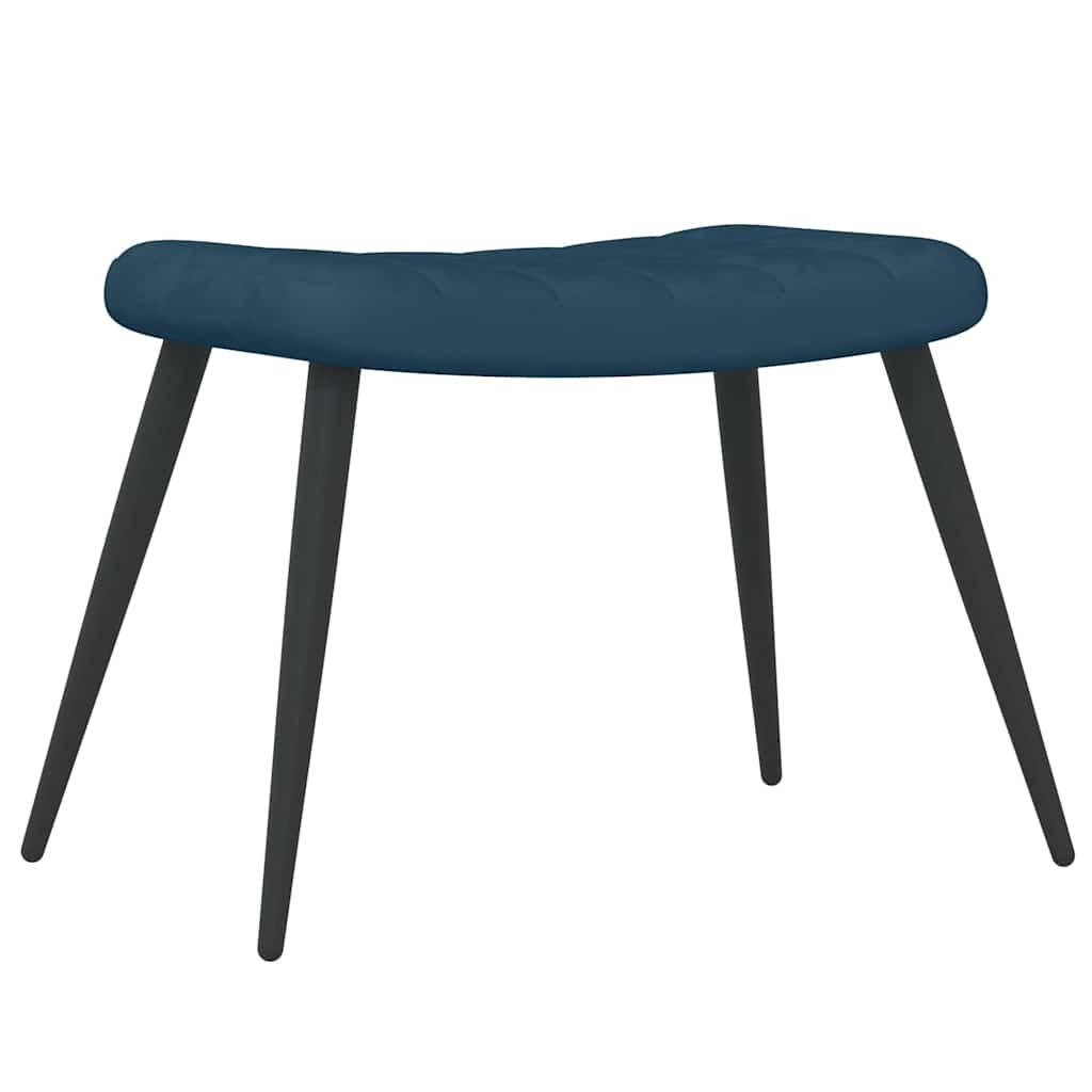 Poltrona Relax con Sgabello Blu in Velluto