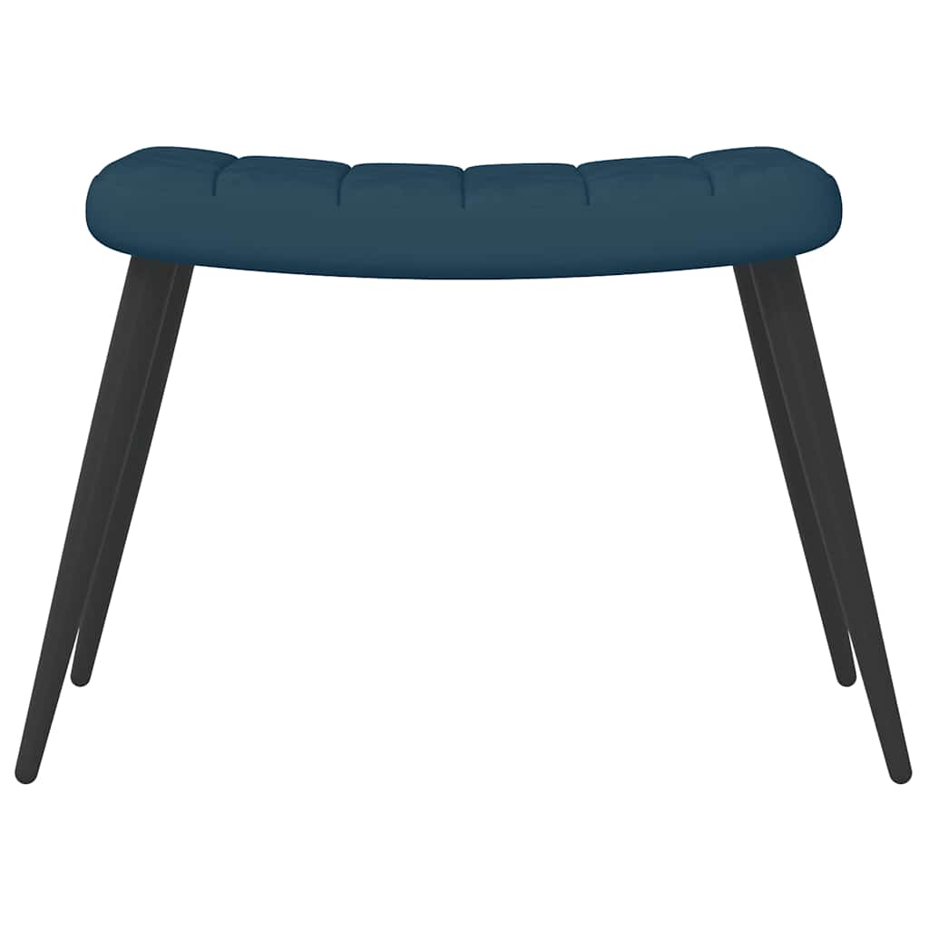 Poltrona Relax con Sgabello Blu in Velluto | homemem39