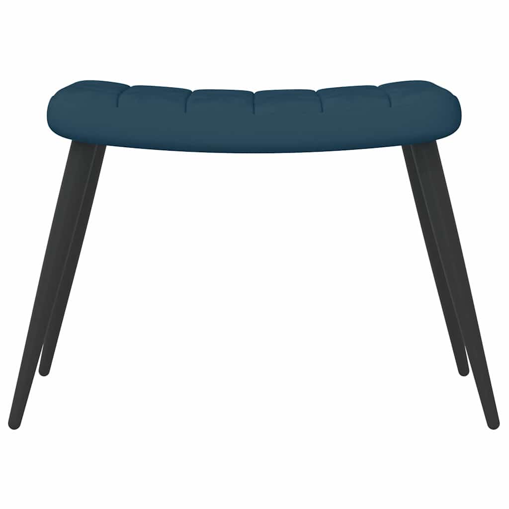 Poltrona Relax con Sgabello Blu in Velluto