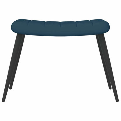 Poltrona Relax con Sgabello Blu in Velluto
