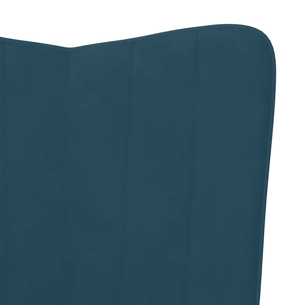 Poltrona Relax con Sgabello Blu in Velluto | homemem39