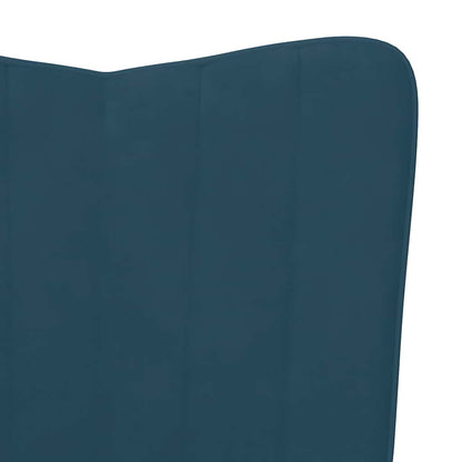 Poltrona Relax con Sgabello Blu in Velluto | homemem39