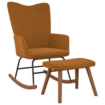 Rocking Armchair with Brown Velvet Footstool