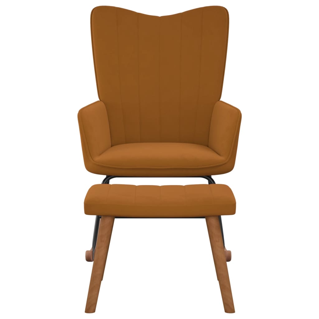 Rocking Armchair with Brown Velvet Footstool