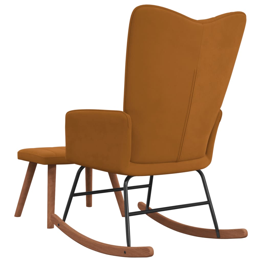 Rocking Armchair with Brown Velvet Footstool