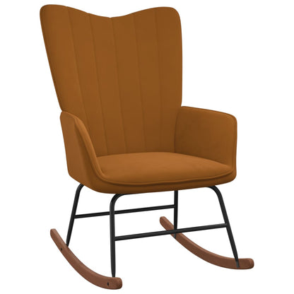 Rocking Armchair with Brown Velvet Footstool