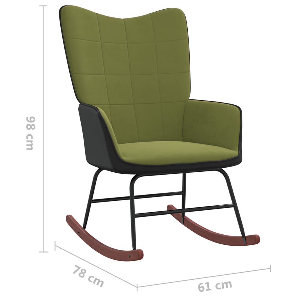 Sedia a Dondolo Verde Chiaro in Velluto e PVC - homemem39