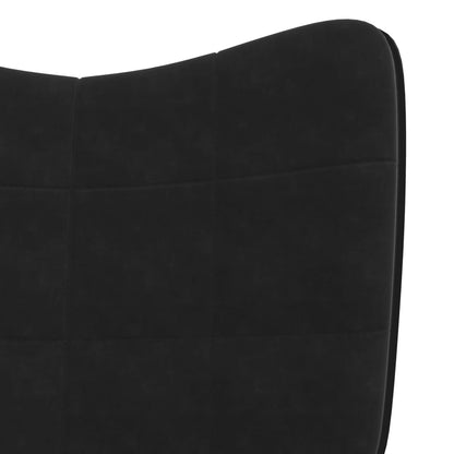 Black Rocking Armchair with Footstool in Velvet and PVC