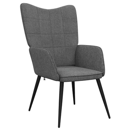 Sedia Relax con Sgabello Grigio Scuro in Tessuto