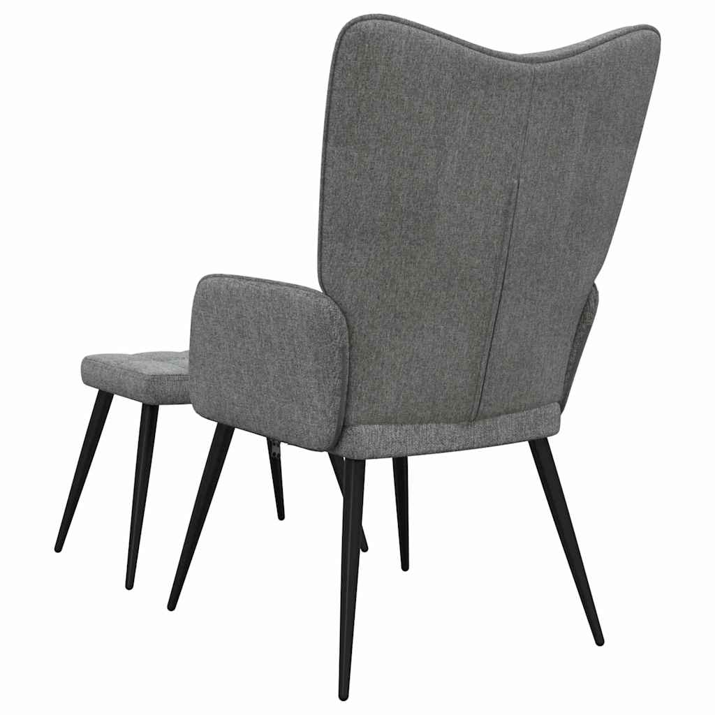 Sedia Relax con Sgabello Grigio Scuro in Tessuto