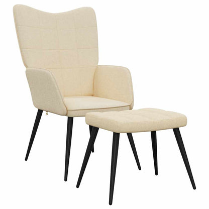 Sedia Relax con Sgabello Crema in Tessuto