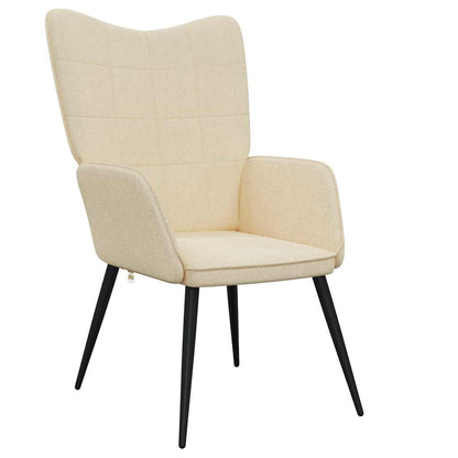 Sedia Relax con Sgabello Crema in Tessuto | homemem39