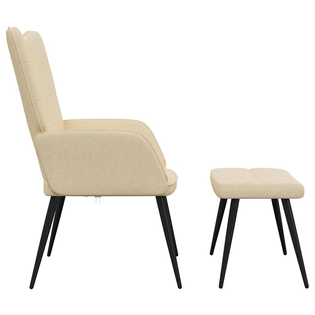 Sedia Relax con Sgabello Crema in Tessuto