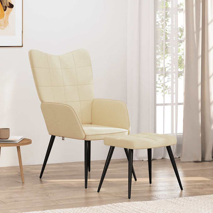 Sedia Relax con Sgabello Crema in Tessuto