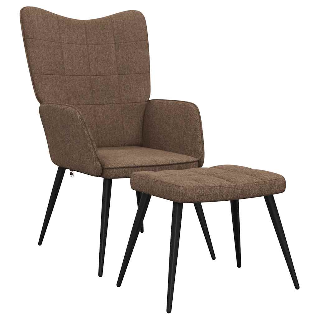 Sedia Relax con Sgabello Marrone in Tessuto | homemem39