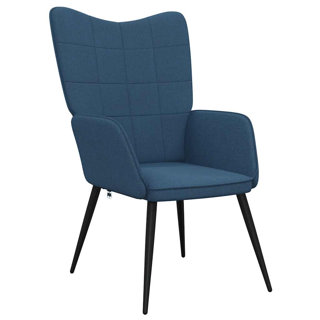 Sedia Relax con Sgabello Blu in Tessuto