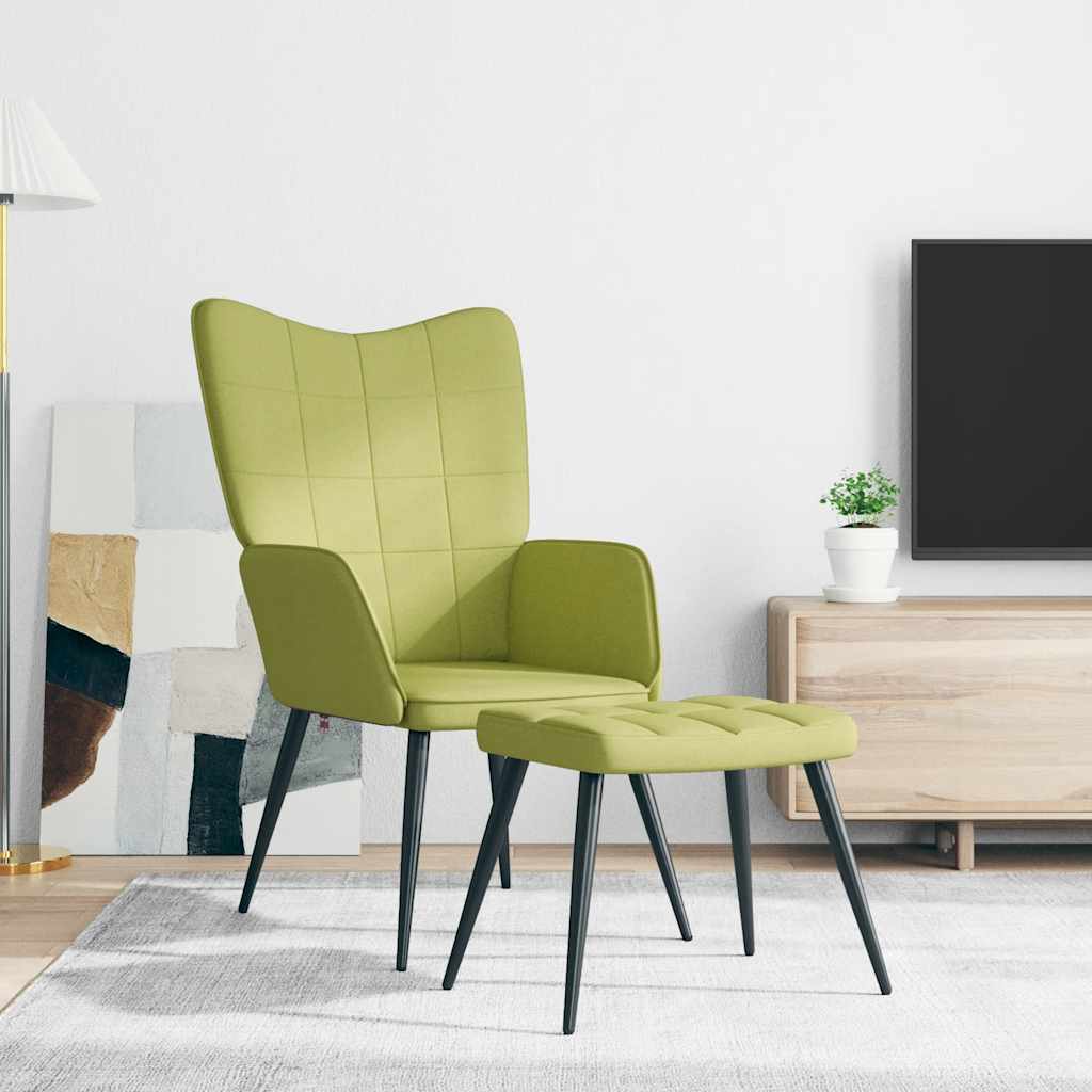 Sedia Relax con Sgabello Verde in Tessuto | homemem39