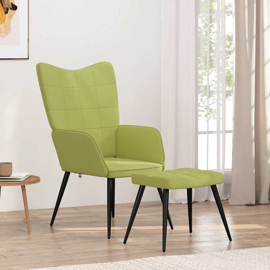 Sedia Relax con Sgabello Verde in Tessuto | homemem39