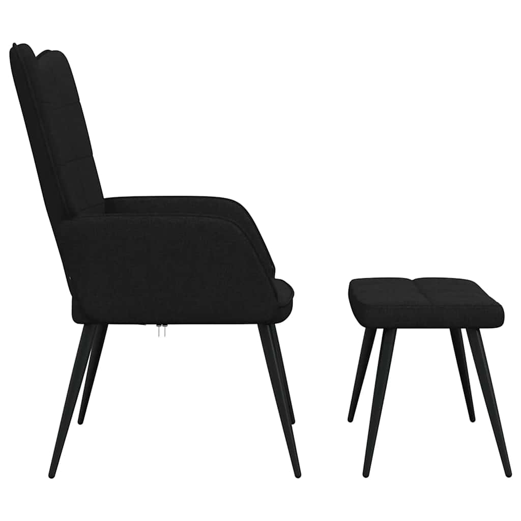 Sedia Relax con Sgabello Nero in Tessuto | homemem39