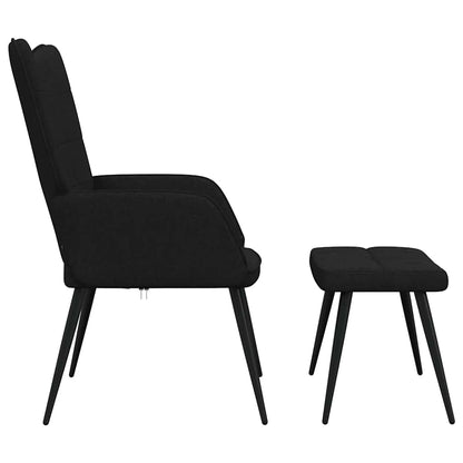 Sedia Relax con Sgabello Nero in Tessuto | homemem39
