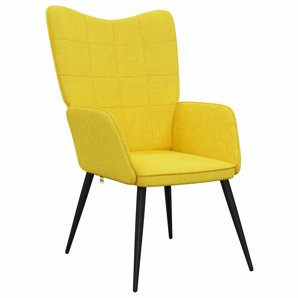 Sedia Relax con Sgabello Giallo Senape in Tessuto
