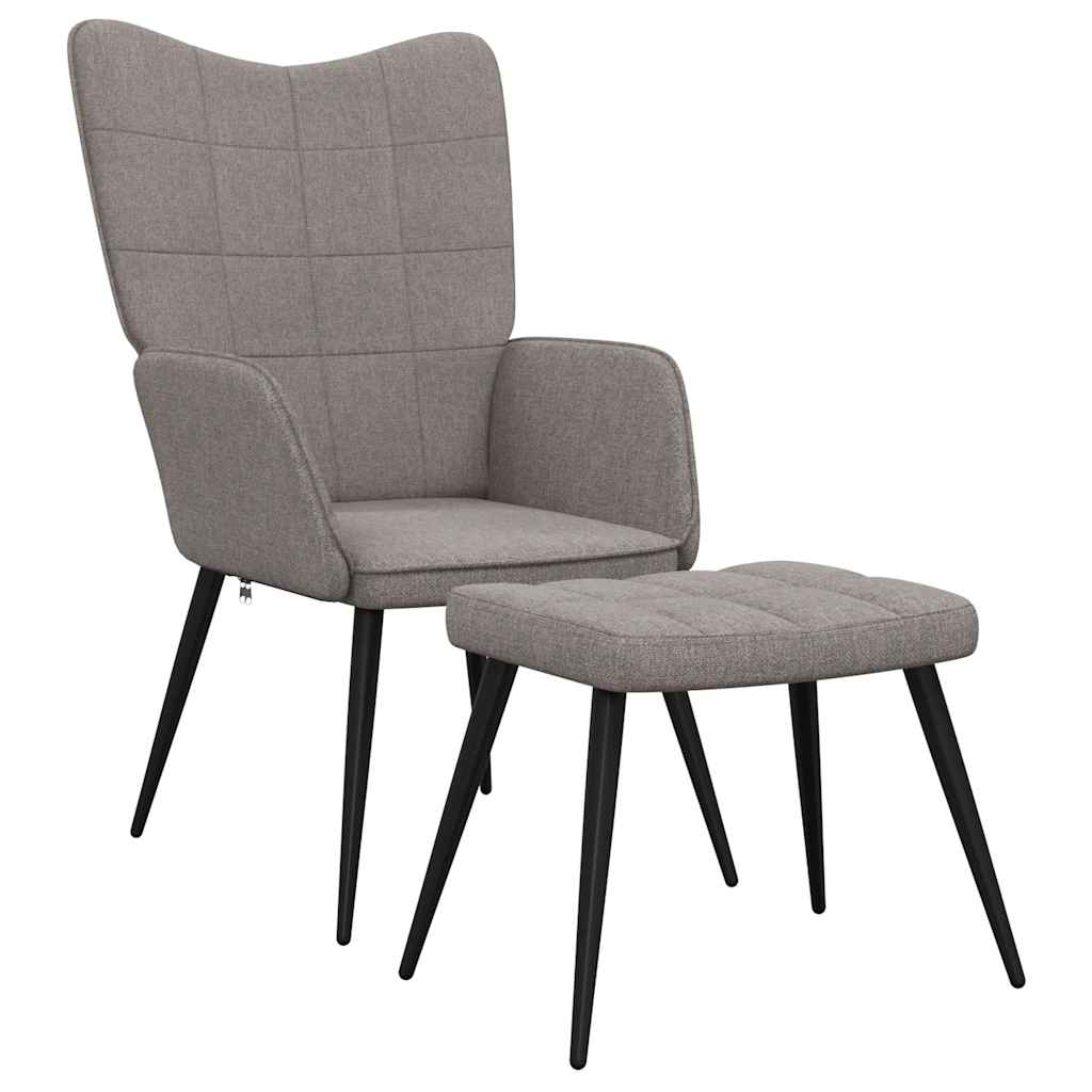 Sedia Relax con Sgabello Tortora in Tessuto | homemem39