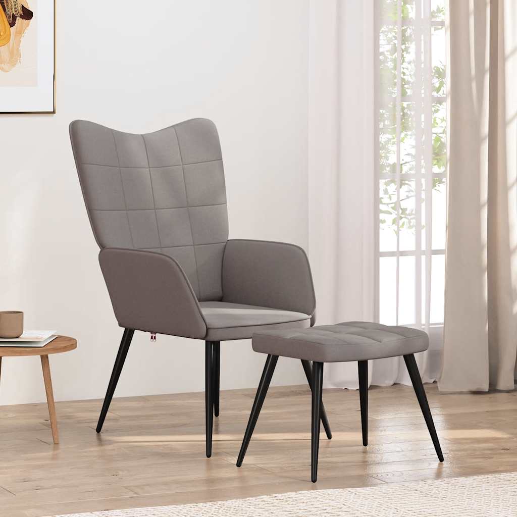 Sedia Relax con Sgabello Tortora in Tessuto | homemem39