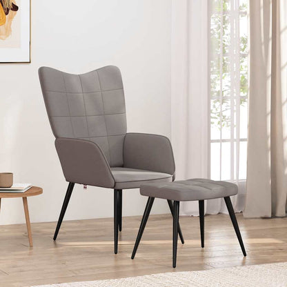 Sedia Relax con Sgabello Tortora in Tessuto | homemem39