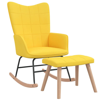 Rocking Armchair with Mustard Yellow Footstool in Fabric