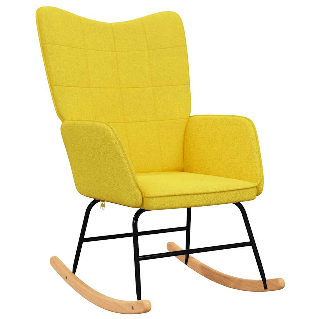 Rocking Armchair with Mustard Yellow Footstool in Fabric