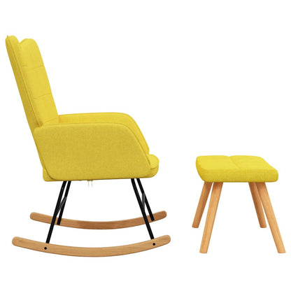 Rocking Armchair with Mustard Yellow Footstool in Fabric