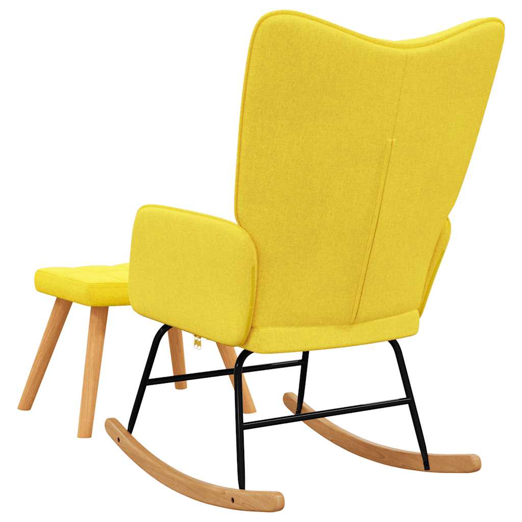 Rocking Armchair with Mustard Yellow Footstool in Fabric