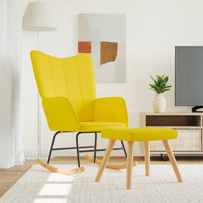 Rocking Armchair with Mustard Yellow Footstool in Fabric