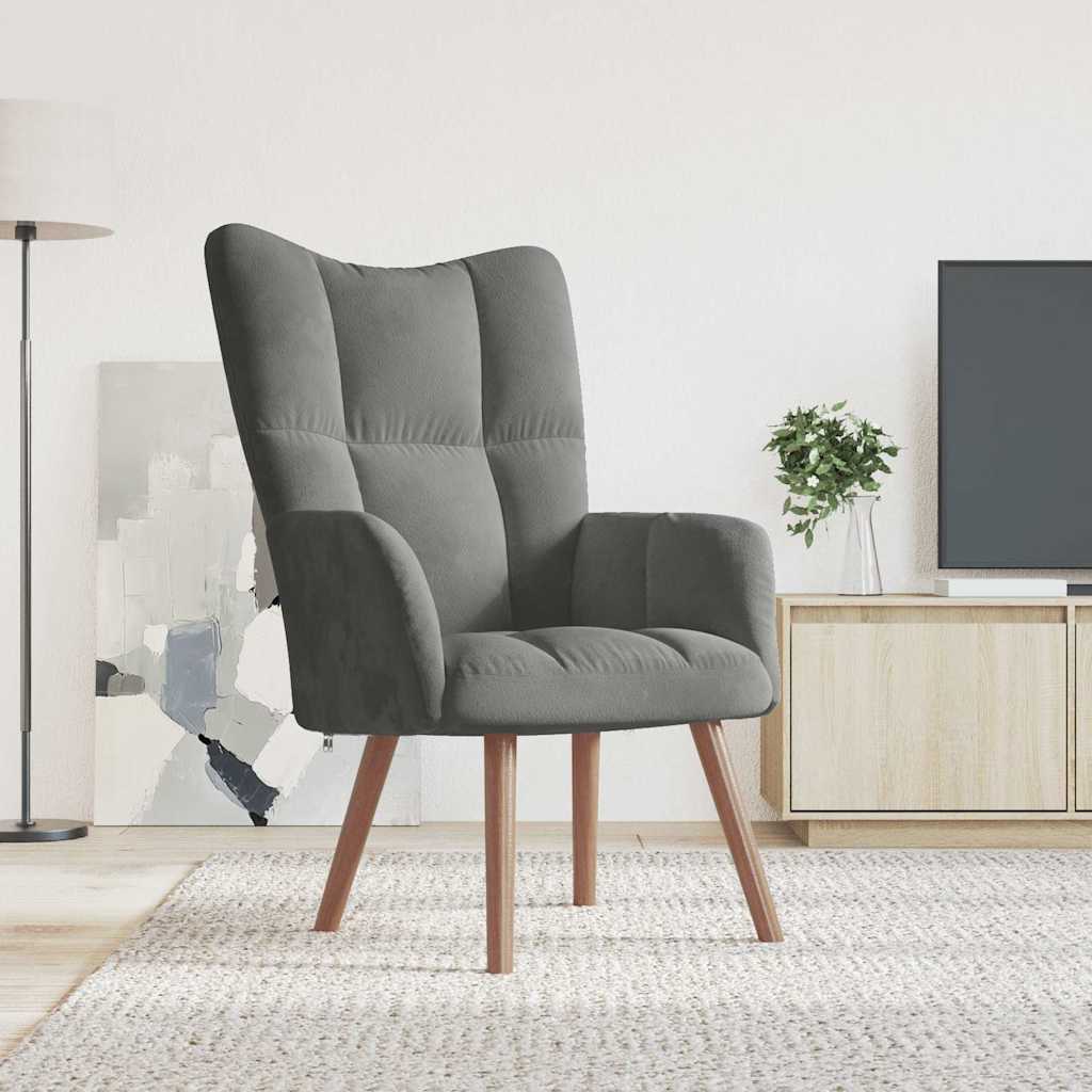 Sedia Relax Grigio Scuro in Velluto