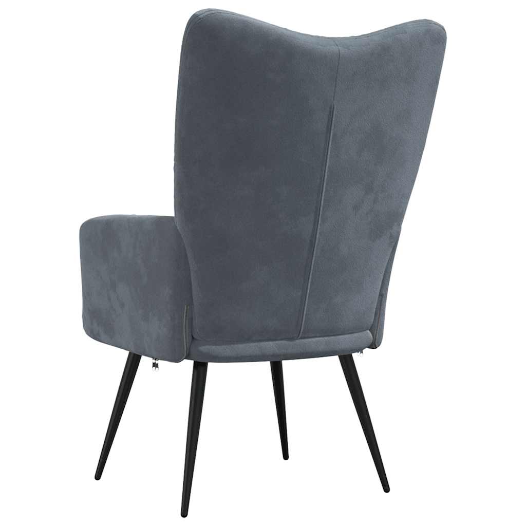 Sedia Relax Grigio Scuro in Velluto - homemem39