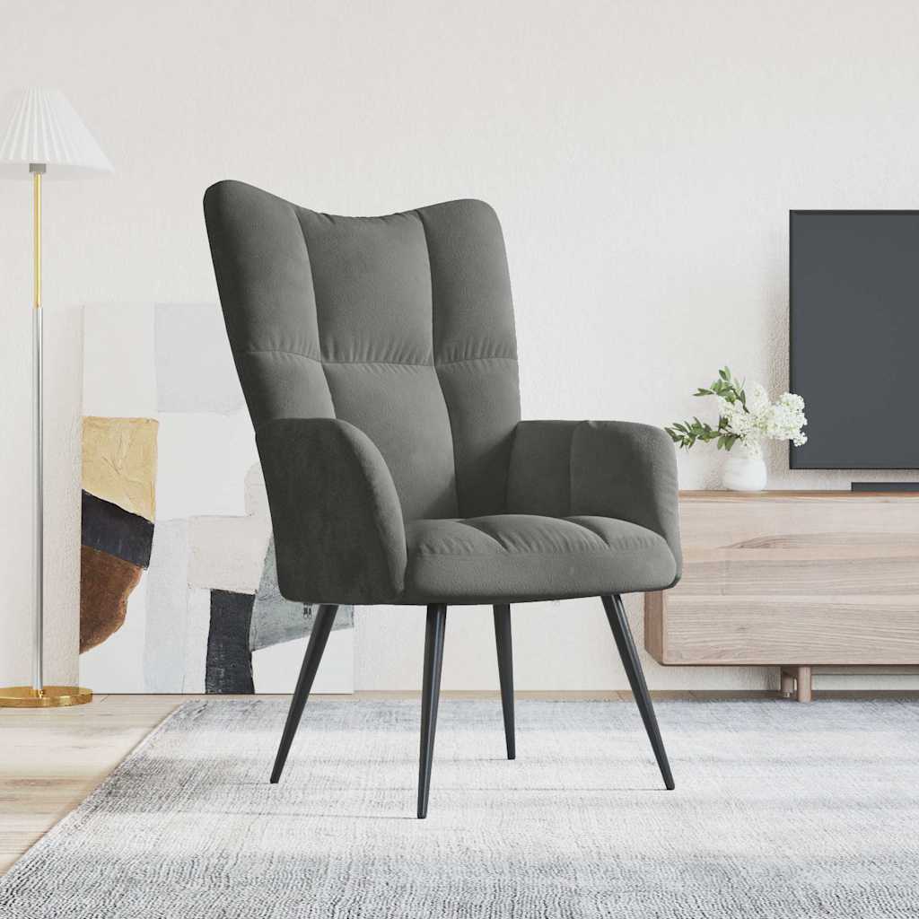 Sedia Relax Grigio Scuro in Velluto