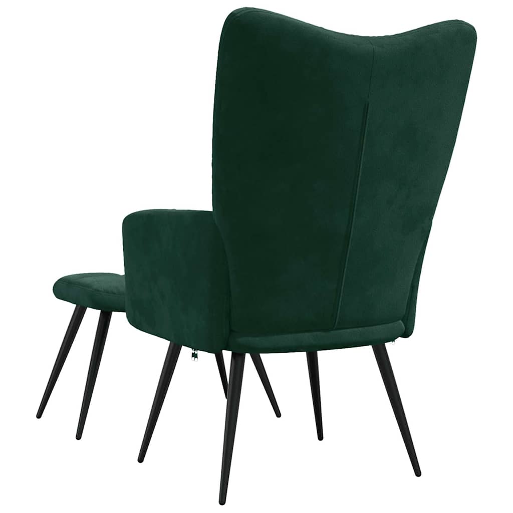 Poltrona Relax con Poggiapiedi Verde Scuro in Velluto