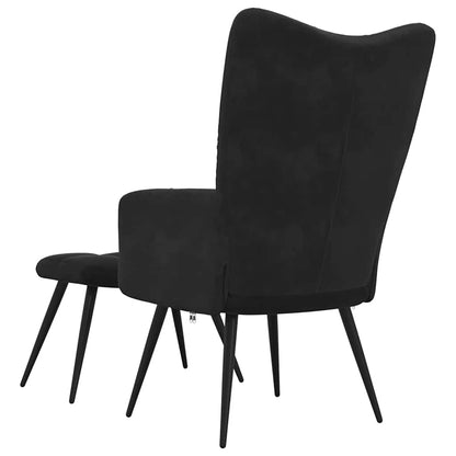 Poltrona Relax con Sgabello in Velluto Nero