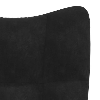 Poltrona Relax con Sgabello in Velluto Nero