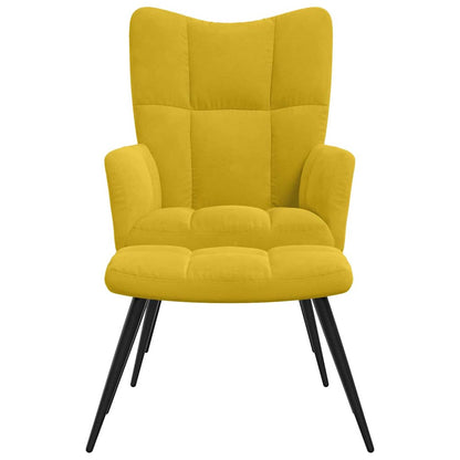 Poltrona Relax con Sgabello in Velluto Giallo Senape