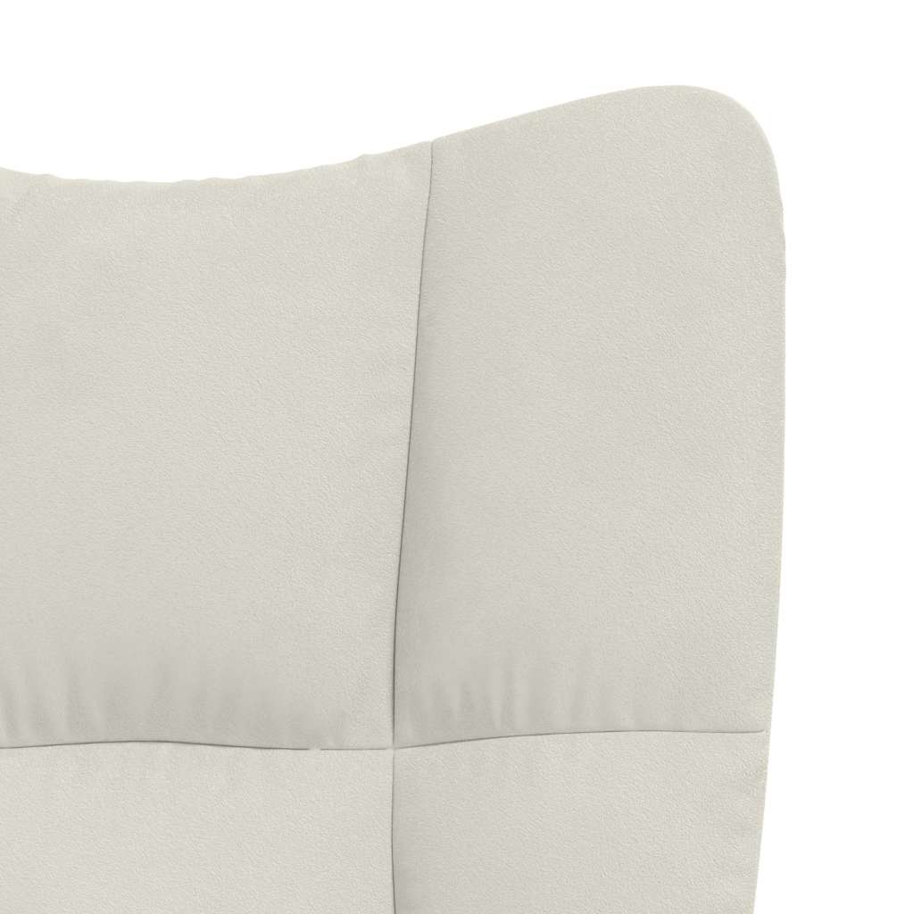 Poltrona Relax con Poggiapiedi Bianco Crema in Velluto
