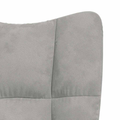 Poltrona Relax con Poggiapiedi Grigio Chiaro in Velluto
