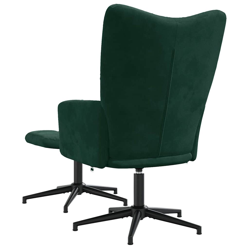 Poltrona Relax con Poggiapiedi Verde Scuro in Velluto