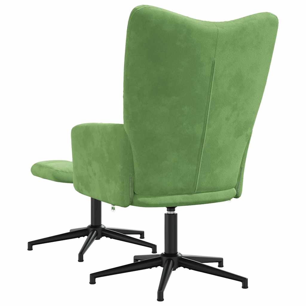 Poltrona Relax con Poggiapiedi Verde Chiaro in Velluto | homemem39